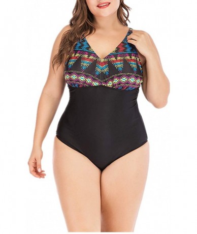 One-Pieces Women's Plus Size Slim Swimwear One Piece Swimsuits Bathing Suits for Women - Black 1 - CY18U7MZLL0 $19.18