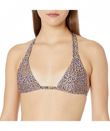 Tops Women's Slide Triange Bikini Top Swimsuit with Ring Detail - Spirit Animal Reflex Blue - C218TECCRRM $74.41