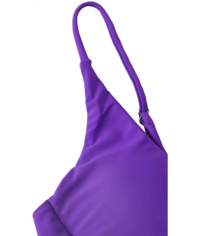 Sets Women's Sexy Triangle Bathing Two Pieces Swimsuit Bikini Set - Purple - C818Y39G6DM $33.13