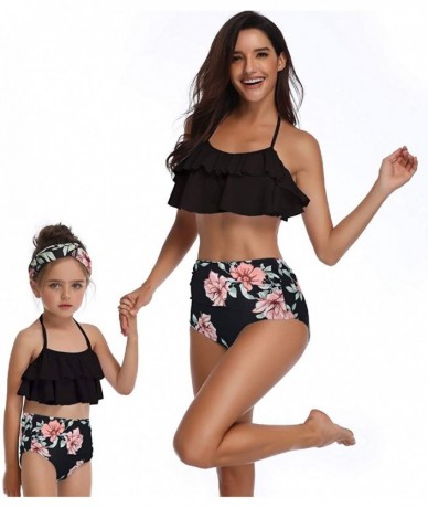 Tankinis Women Two Pieces Swimsuit Ruffle Swimwear Kids Girls Bikini Bathing Suit Mommy and Me Matching Family Beachwear Sets...