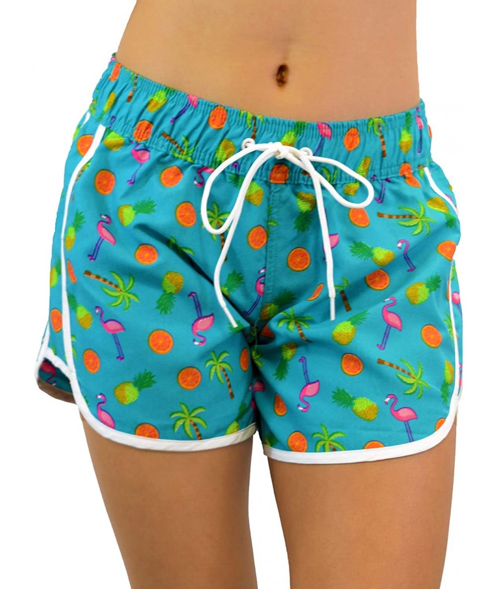 Board Shorts Women's Printed Shorts- Board Shorts- Beach Shorts- Running Shorts - Turquoise Combo - CJ18Q9XSDMR $34.47