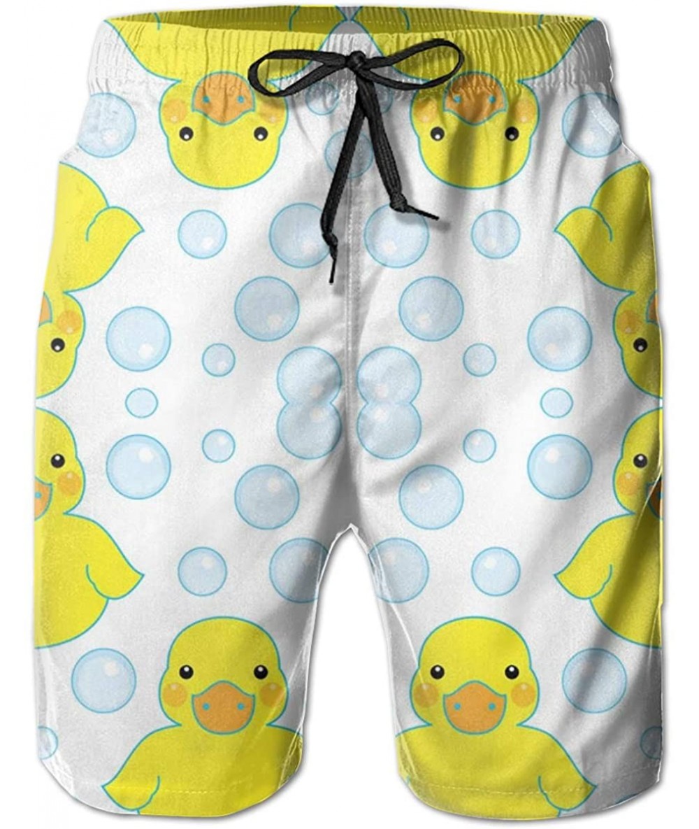 Board Shorts Men Beach Board Shorts Swim Trunks Bathing Suit - Saxophone in Fire and Water - Rubber Ducks and Bubbles - C418X...