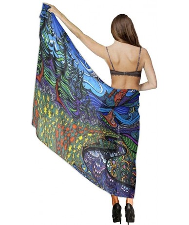 Cover-Ups Women Chiffon Scarf Summer Beach Wrap Skirt Swimwear Bikini Cover-up - Psychedelic Trippy Field - C4190TRMUK8 $43.48