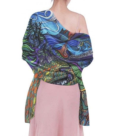 Cover-Ups Women Chiffon Scarf Summer Beach Wrap Skirt Swimwear Bikini Cover-up - Psychedelic Trippy Field - C4190TRMUK8 $43.48