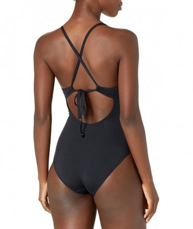 One-Pieces Women's Plunge One Piece Swimsuit - Black - CF18ZRK927Y $76.08