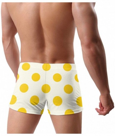 Trunks Mens Yellow Polka Dot Swim Trunks Comfy Swimsuit Beach Shorts with Drawstring - Yellow - CT18X6WXNE0 $40.44