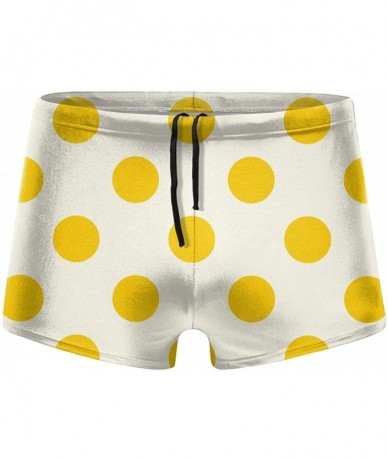 Trunks Mens Yellow Polka Dot Swim Trunks Comfy Swimsuit Beach Shorts with Drawstring - Yellow - CT18X6WXNE0 $40.44