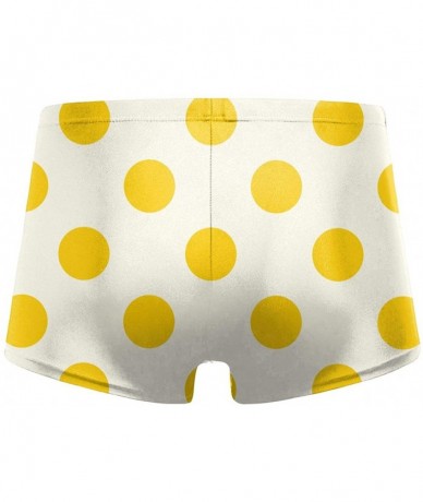 Trunks Mens Yellow Polka Dot Swim Trunks Comfy Swimsuit Beach Shorts with Drawstring - Yellow - CT18X6WXNE0 $40.44