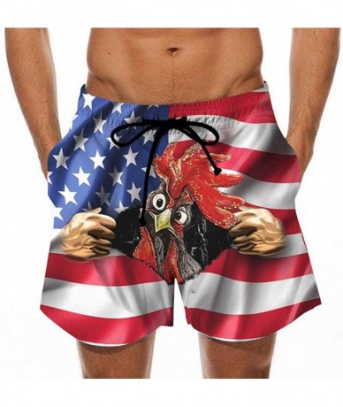 Trunks Men Casual Drawstring Elastic Waist Summer Beach Shorts Holiday Cock Printed Beachwear Swim Trouser Shorts Pants - Usa...