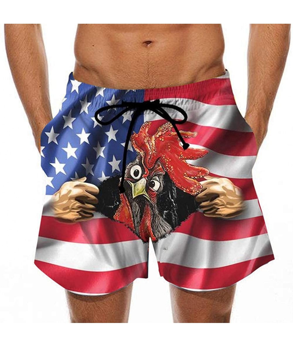 Trunks Men Casual Drawstring Elastic Waist Summer Beach Shorts Holiday Cock Printed Beachwear Swim Trouser Shorts Pants - Usa...