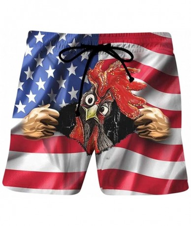 Trunks Men Casual Drawstring Elastic Waist Summer Beach Shorts Holiday Cock Printed Beachwear Swim Trouser Shorts Pants - Usa...