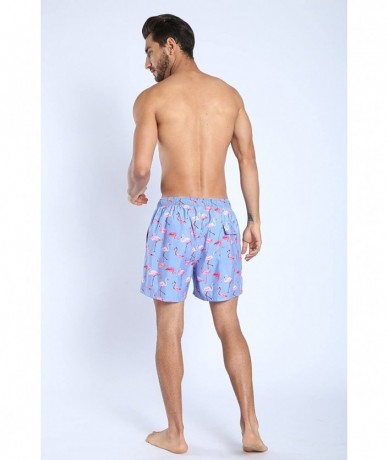 Trunks Mens Printed Swim Trunks Quick Dry Beach Shorts with Mesh Lining - H Flamingo Patterns Purple - CW18EDDL80U $35.80