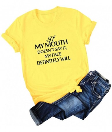 Tops Letter Print Oversized Short Sleeve Women's Shirt - O-yellow - C419645W8SQ $26.63