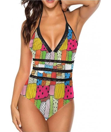 One-Pieces High Cut Bikini Set Swimsuit Diagonal Checks Pattern Adjustable to Fit Anyone - Multi 11 - CA190AOW44U $76.40