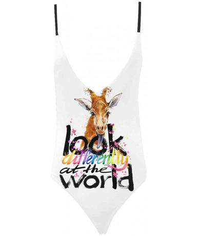 One-Pieces Funny Giraffe Animal V-Neck Women Lacing Backless One-Piece Swimsuit Bathing Suit XS-3XL - Design 13 - CM18RZWOO7K...