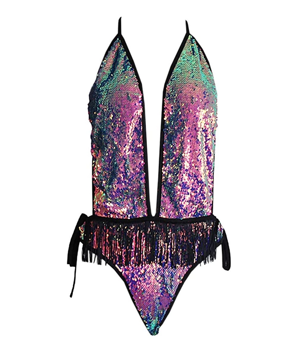 One-Pieces Women's Sexy Swimwear One-Piece Swimsuits Beach Bathing Surffering Outfits - Bright Purle - C218SL28SOY $33.80