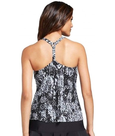 Tops Women's Racerback Tankini Top Grey Print S - CZ18WH0LUI7 $20.32