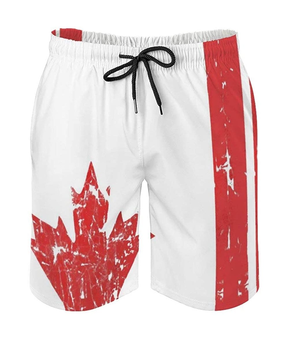 Board Shorts Canada Flag Vintage (2) Swim Trunks Drawstring Board Shorts Comfortable Short Pants for Daily - CX19DS5WQKU $39.43