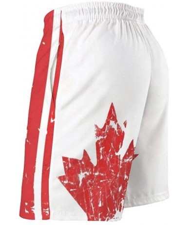 Board Shorts Canada Flag Vintage (2) Swim Trunks Drawstring Board Shorts Comfortable Short Pants for Daily - CX19DS5WQKU $39.43