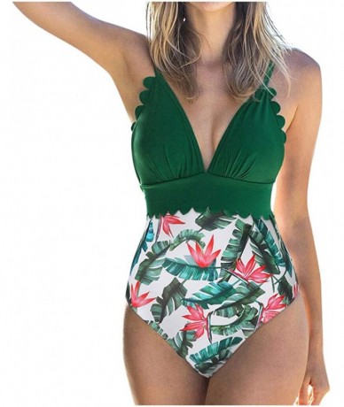 Cover-Ups Swimsuits for Women One Piece Tummy Control One Pieces Swimsuit High Neck Plunge Leaf Ruched Monokini Swimwear X3 g...