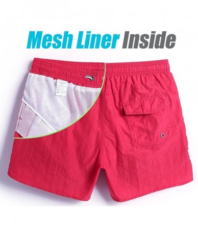 Trunks Mens 5" Short Swim Trunks with Mesh Lining Quick Dry Bathing Suits Swimming Shorts Swimsuit - Rose Red - C4189ONY768 $...