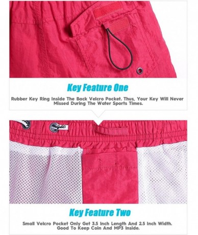 Trunks Mens 5" Short Swim Trunks with Mesh Lining Quick Dry Bathing Suits Swimming Shorts Swimsuit - Rose Red - C4189ONY768 $...