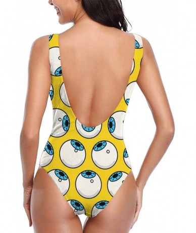 Sets Women's Sexy Backless One Piece Swimsuit Cartoon Dinosaur Swimwear for Women - Eyeball Winter - CQ18YDOS4AS $55.51