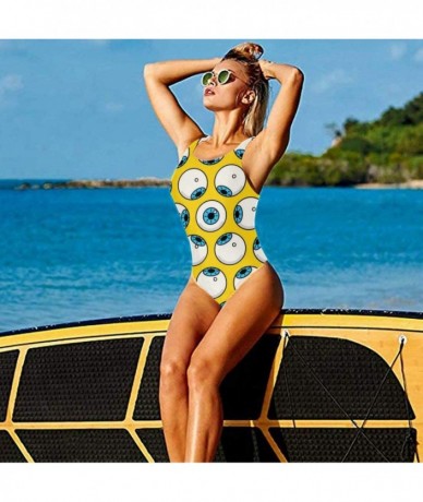 Sets Women's Sexy Backless One Piece Swimsuit Cartoon Dinosaur Swimwear for Women - Eyeball Winter - CQ18YDOS4AS $55.51