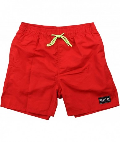 Trunks Mens Elastic Waist Mesh Lined Swimming Trunks Shorts (5" Inseam) - Red - C718RONHLQ6 $27.71