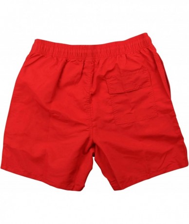 Trunks Mens Elastic Waist Mesh Lined Swimming Trunks Shorts (5" Inseam) - Red - C718RONHLQ6 $27.71