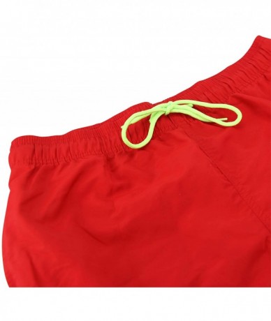 Trunks Mens Elastic Waist Mesh Lined Swimming Trunks Shorts (5" Inseam) - Red - C718RONHLQ6 $27.71