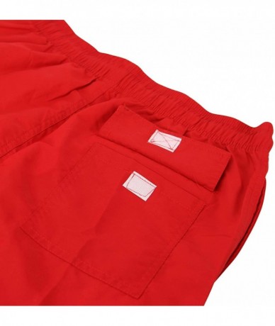 Trunks Mens Elastic Waist Mesh Lined Swimming Trunks Shorts (5" Inseam) - Red - C718RONHLQ6 $27.71