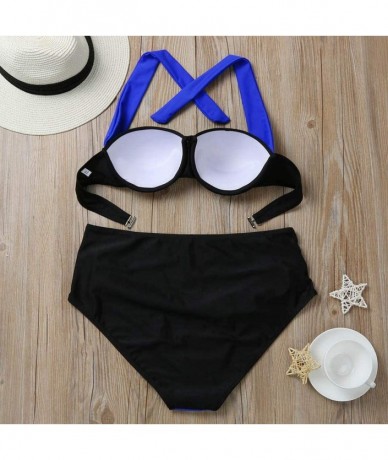 Sets Fashion High Waisted Swimsuit for Women Two Pieces Bathing Suits Push-up Padded Color Block 2 Piece Bikini Set Swimsuits...