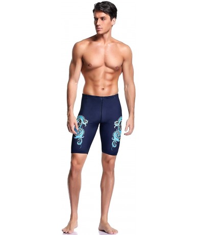 Racing Boy's/Men's Side Wings Swim Jammer Swimsuit - Navy/Blue15 - CR18OC23CKY $40.37