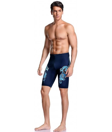 Racing Boy's/Men's Side Wings Swim Jammer Swimsuit - Navy/Blue15 - CR18OC23CKY $40.37