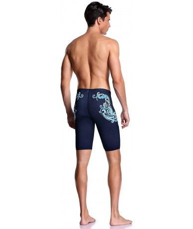 Racing Boy's/Men's Side Wings Swim Jammer Swimsuit - Navy/Blue15 - CR18OC23CKY $40.37