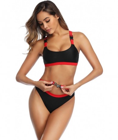 Tops Bikini 2 Piece Swimsuits for Women Sexy Swimwear Cheecky Two Piece Bathing Suits Black - Black - CS192W7HLYL $46.41