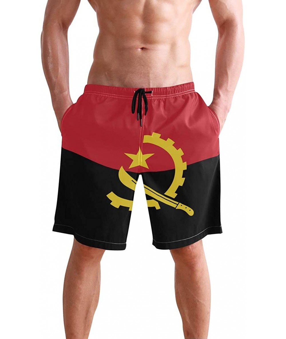 Trunks Mexico Mexican USA America Flag Men's Swim Trunks Beach Shorts with Pockets - Angolan Flag - CL18Q3XER2D $47.76