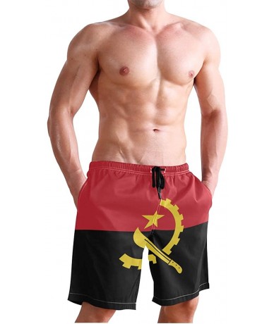 Trunks Mexico Mexican USA America Flag Men's Swim Trunks Beach Shorts with Pockets - Angolan Flag - CL18Q3XER2D $47.76