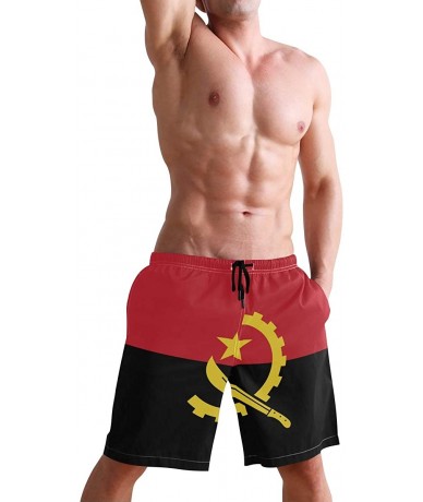 Trunks Mexico Mexican USA America Flag Men's Swim Trunks Beach Shorts with Pockets - Angolan Flag - CL18Q3XER2D $47.76