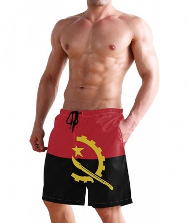 Trunks Mexico Mexican USA America Flag Men's Swim Trunks Beach Shorts with Pockets - Angolan Flag - CL18Q3XER2D $47.76