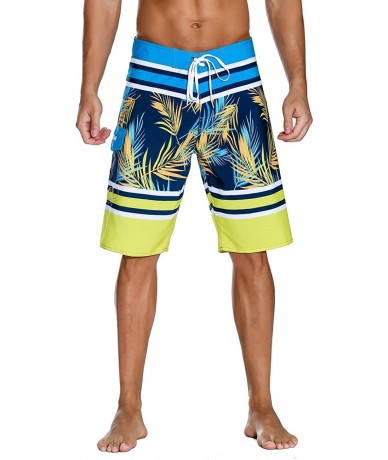 Trunks Men's Sportwear Quick Dry Board Shorts with Lining - Yellow - CB18DW094KC $37.51