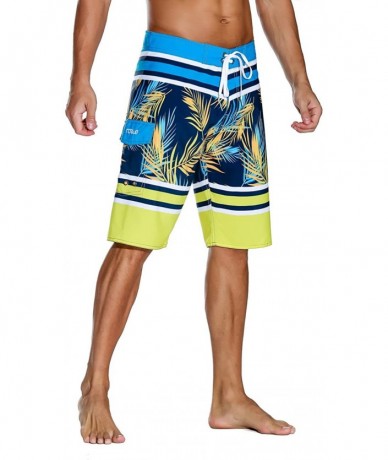 Trunks Men's Sportwear Quick Dry Board Shorts with Lining - Yellow - CB18DW094KC $37.51