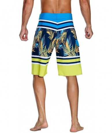 Trunks Men's Sportwear Quick Dry Board Shorts with Lining - Yellow - CB18DW094KC $37.51