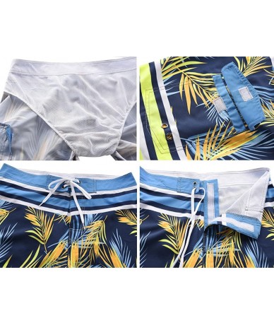 Trunks Men's Sportwear Quick Dry Board Shorts with Lining - Yellow - CB18DW094KC $37.51