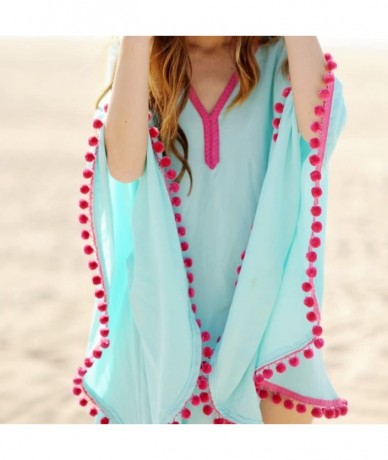 Cover-Ups Womens- Cute- Summer- Beachwear- Swimsuit Cover Up- Tops- Beach Wraps- Wrap - Aqua - C017YR887RU $25.59