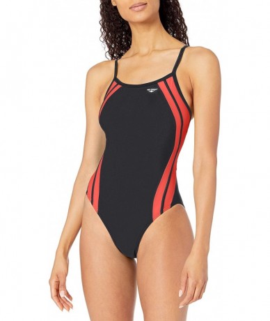 Racing Adult Women's Splice Butterfly Back Swimsuits - Black/Red - CI120R137O9 $48.67