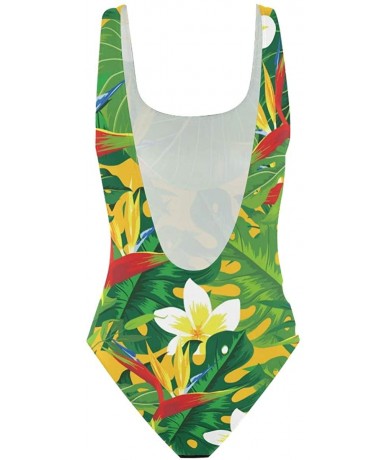 One-Pieces Women's Adjustable Strap One Piece Turquoise Floral Blooms Monokini Swimsuit - Tropical Plants Flower - CW18QXY3GK...