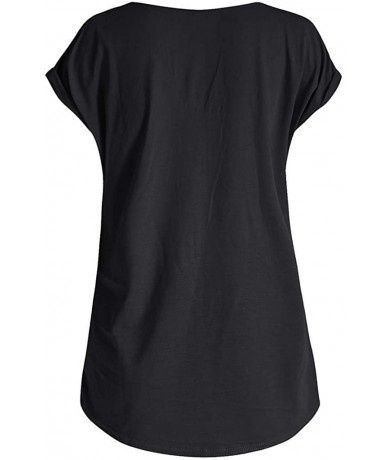 Board Shorts Leisure Solid Color Zipper Sewn Cup Sleeve O-Neck T-Shirt - Black - CW18S6Z0IH3 $26.58