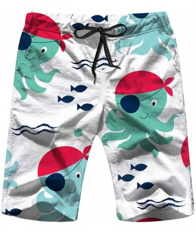 Board Shorts Pirate Octopus Animals Wildlife Mens Boardshorts Swim Trunks Quick-Drying Running Shorts - Multicolored - CA18WE...